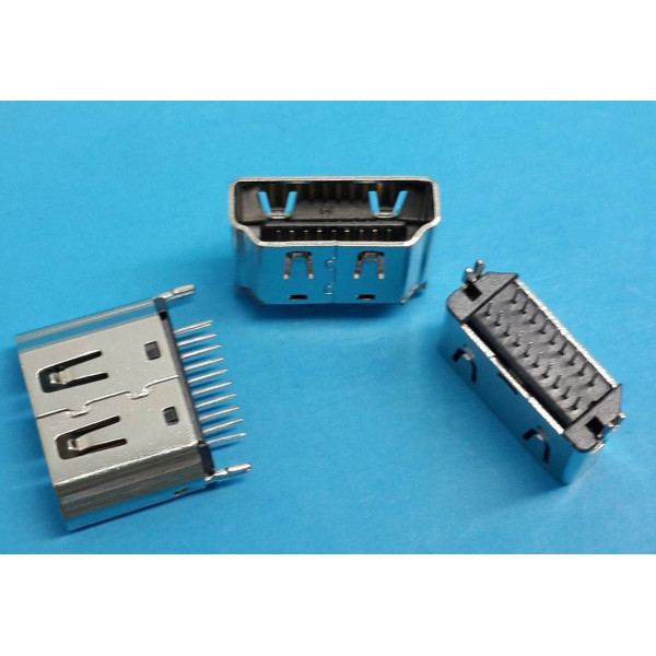 Connecteur HDMI femelle 180 °  2 Ligne pour 19 Pin 2 pattes a souder 