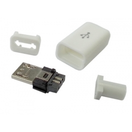 Connecteur micro USB B male a souder 5 pins avec boitier(Blanc)