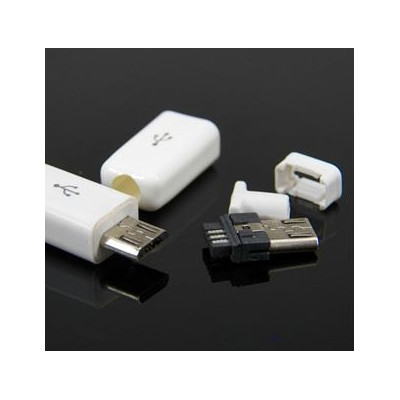 Connecteur micro USB B male a souder 5 pins avec boitier(Blanc)