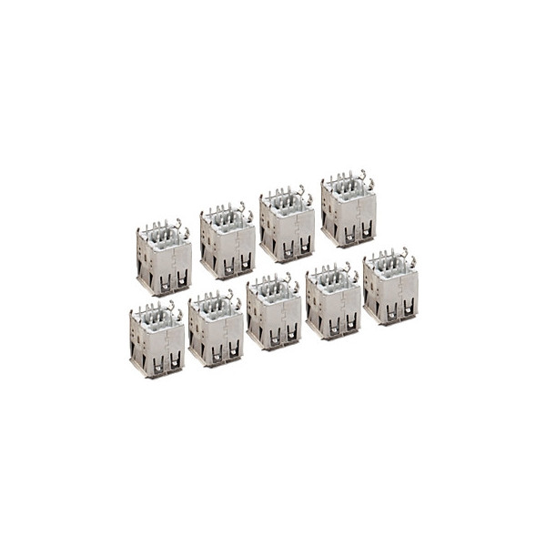 Connecteur USB A femelle , Double connection 8 broches pour USB et 4 Pattes pour fixation