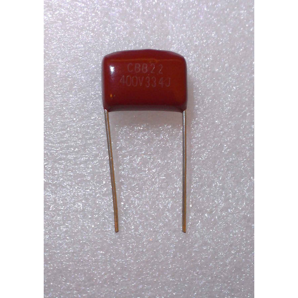 Condensateur CBB 400V  0,33uF 330nF 334j 5% empattement 15mm